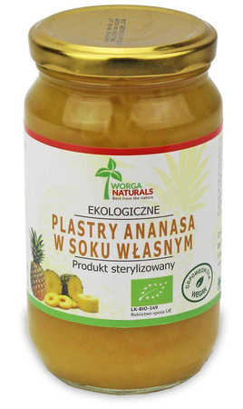 Ananas plastry w soku własnym bio 350 g (200 g) (słoik)