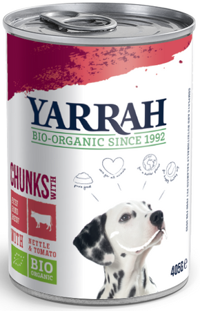 Karma z dla psa dorosłego z wołowiną, pokrzywą i pomidorem bio 405 g - Yarrah
