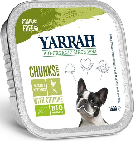 Karma dla psa, kawałki kurczaka z warzywami BIO 150 g - Yarrah