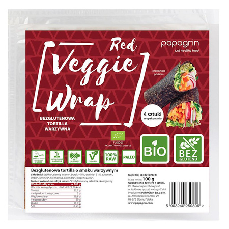 Ekologiczna tortilla wrap warzywna czerwona, bezglutenowa bio 100 g