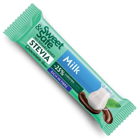 Baton z czekolady mlecznej, słodzony stewią i erytrytolem Sweet&Safe 25 g